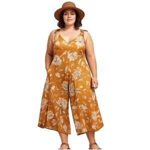 MSK Plus Size Satin Jumpsuit Adjustable Bow Tie Straps Flowy Boho Relaxed  XL